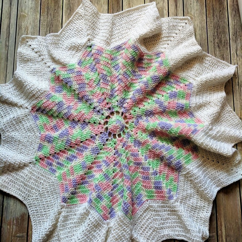 Pastel Round Hand Crocheted Baby Blanket